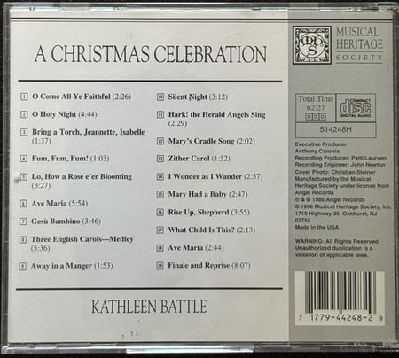 Kathleen Battle – A Christmas Celebration (CD, 1996, Musical Heritage Society 514248H) - Maple City Music