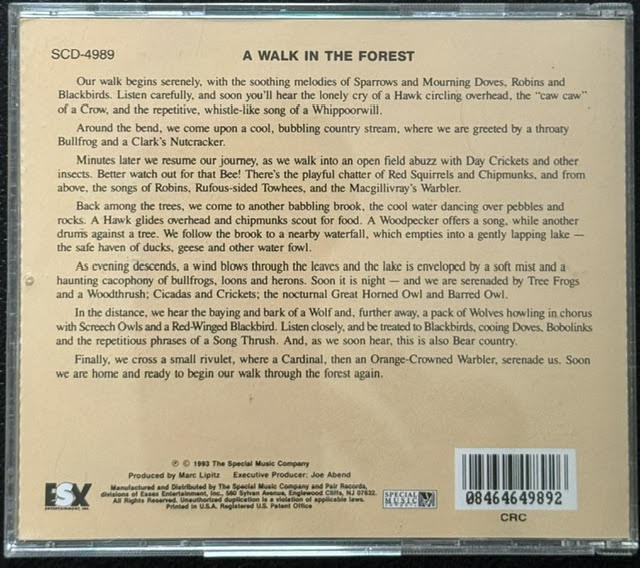 The Sounds Of Nature – A Walk In The Forest (CD, 1993, Special Music Company SCD-4989) - Maple City Music
