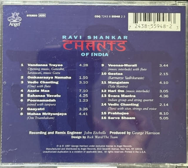 Ravi Shankar – Chants Of India (CD, 1997, Angel Records CDQ 7243 8 55948 2 3)