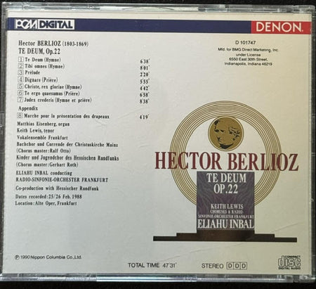 Hector Berlioz – Te Deum, Op. 22 (CD, 1990, Denon CO-76142) - Maple City Music